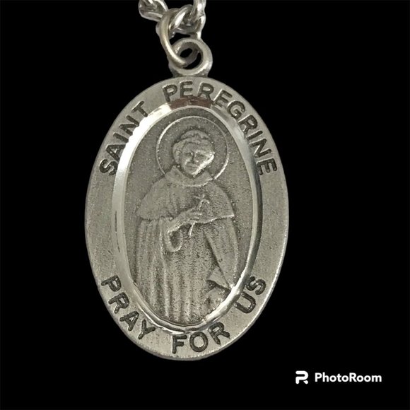Vintage St Peregrine Cross Necklace Medal Catholic 24" Patron Saint of Cancer - Picture 2 of 12